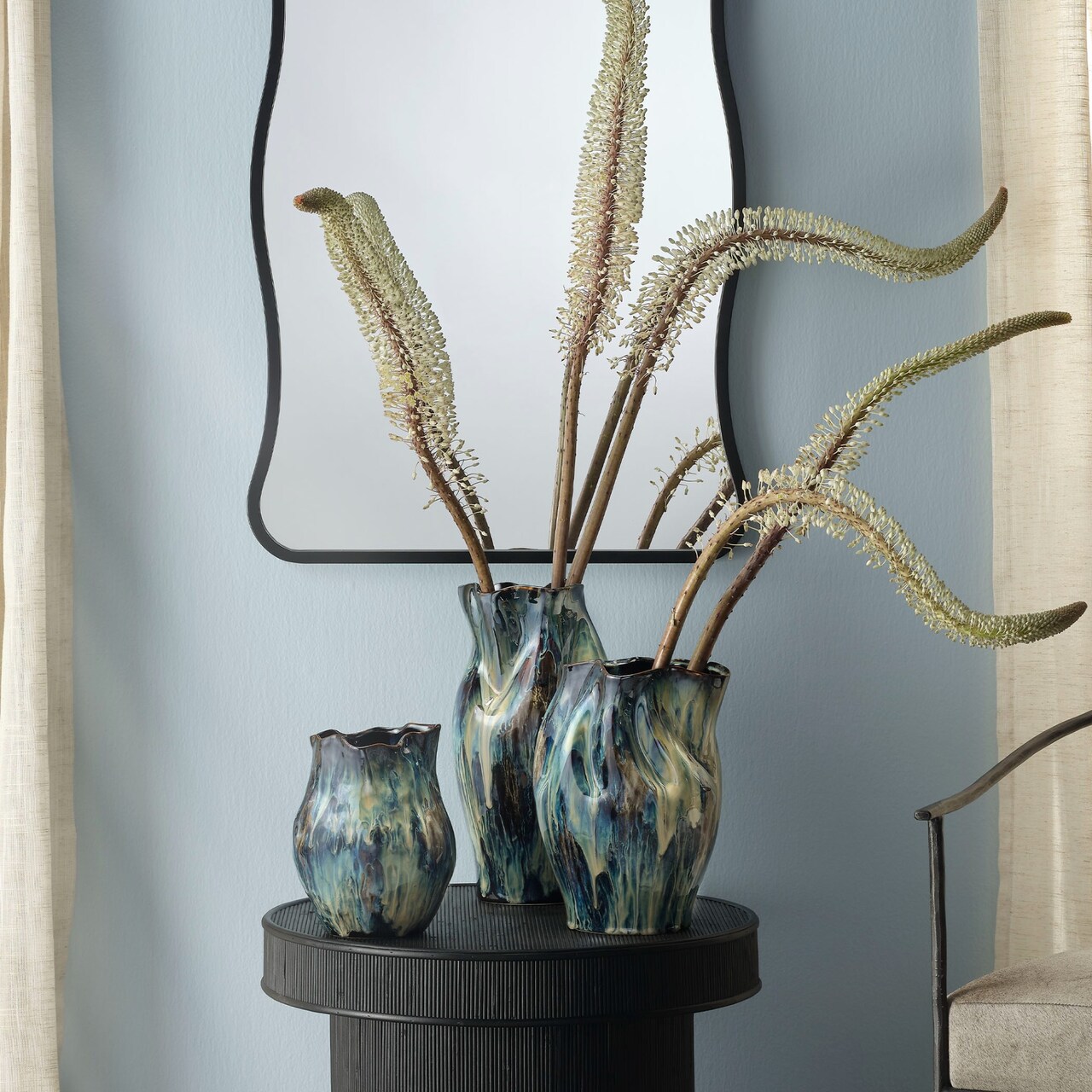 Jamie Young Company Large Handmade Whirl Ceramic Vase - 15" - Blue